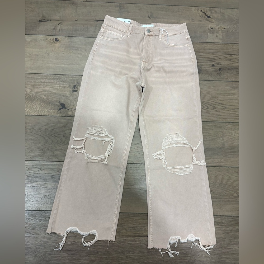 Vervet Leslie 90’s Crop Flare Distressed Blush Pink Women's Denim Jeans |Size 29